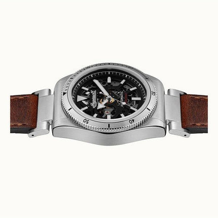 Ingersoll The Scovill Brown Læderrem Sort Skeleton Dial Automatisk I13901 100M herreur