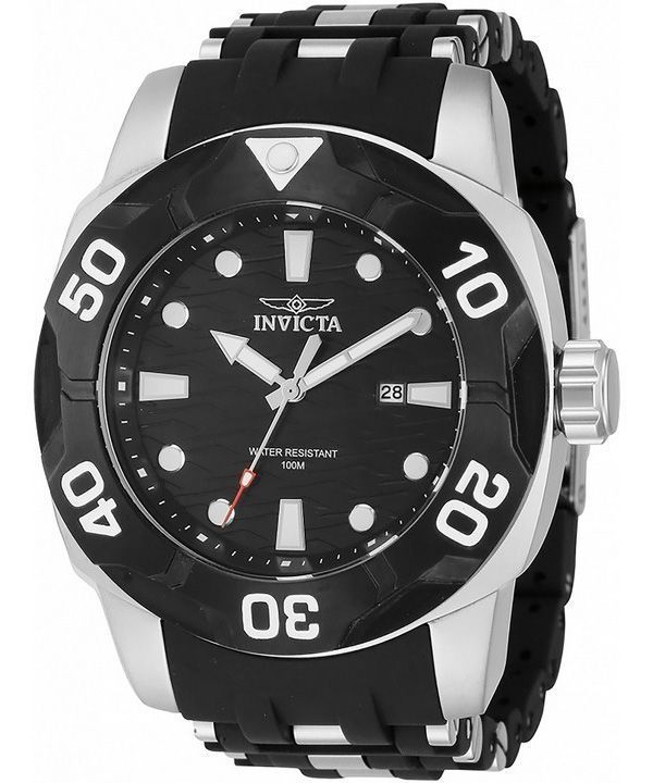 Invicta Sea Spider rustfrit stål og polyurethanrem Black Dial Quartz 44116 100M herreur