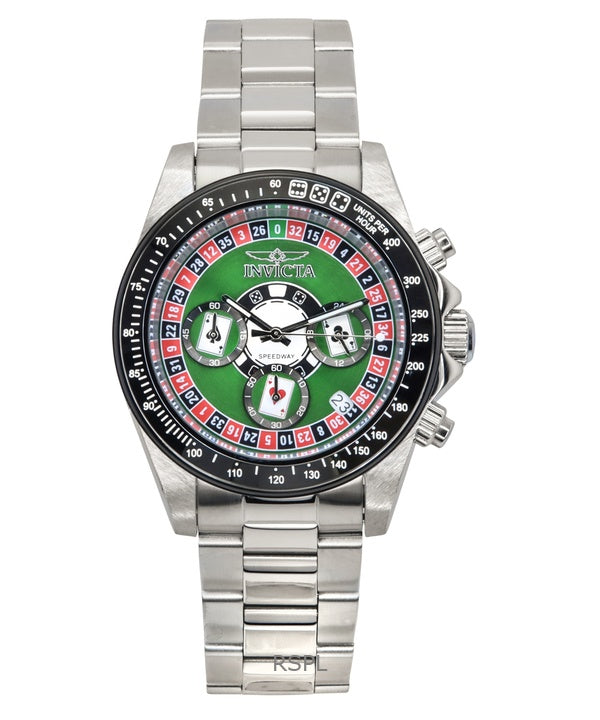 Invicta Speedway Roulette Casino Chronograph GMT Green Dial Quartz 44642 200M herreur