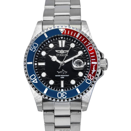 Invicta Pro Diver rustfrit stål sort skive Pepsi Bezel Quartz 44708 100M herreur