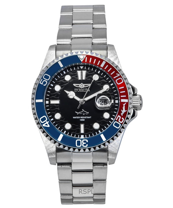 Invicta Pro Diver rustfrit stål sort skive Pepsi Bezel Quartz 44708 100M herreur