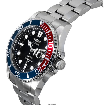 Invicta Pro Diver rustfrit stål sort skive Pepsi Bezel Quartz 44708 100M herreur