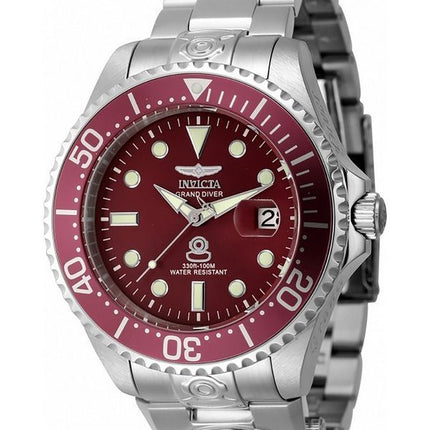 Invicta Pro Diver Dual Time Rustfrit Stål Rød Urskive Automatisk 45814 100M herreur