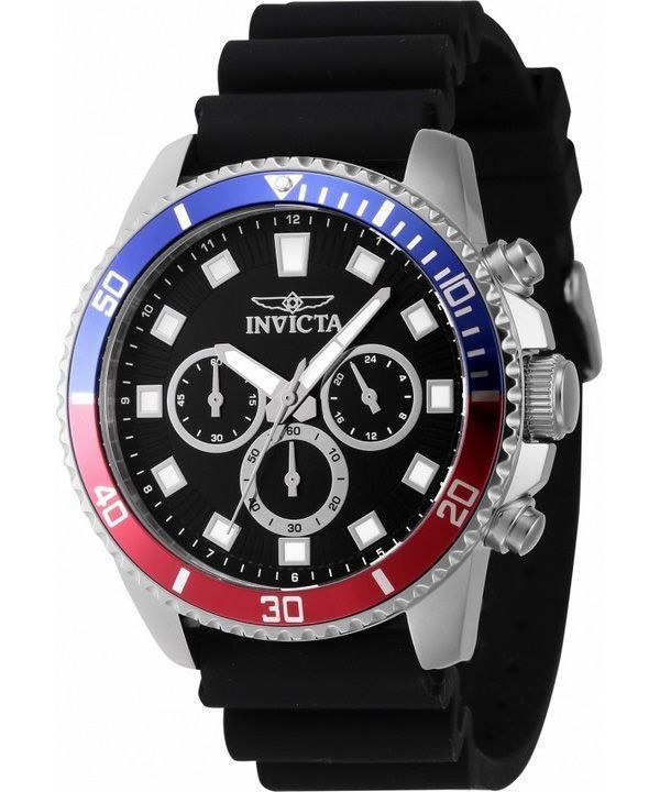 Invicta Pro Diver Chronograph Silikone Strap Black Dial Quartz 46119 herreur