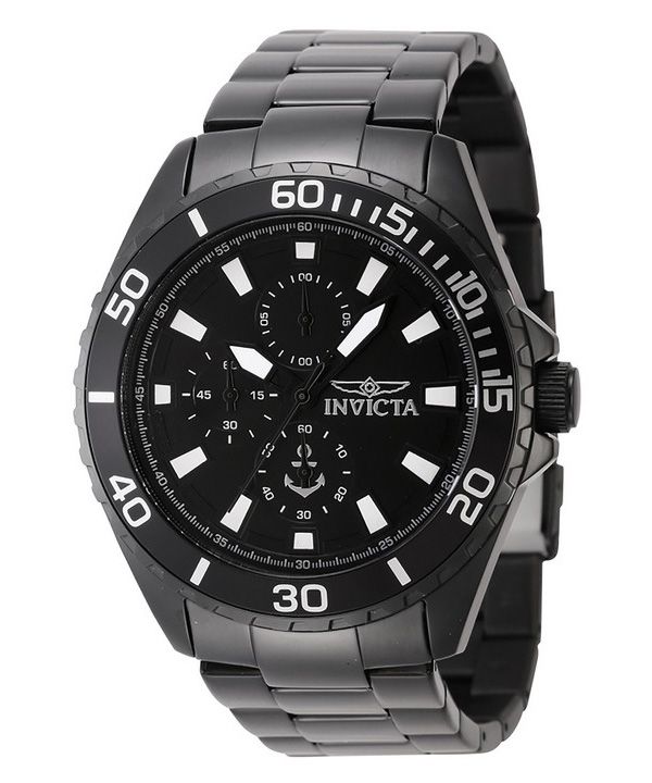 Invicta Ocean Voyage Chronograph rustfrit stål Black Dial Quartz 46284 herreur