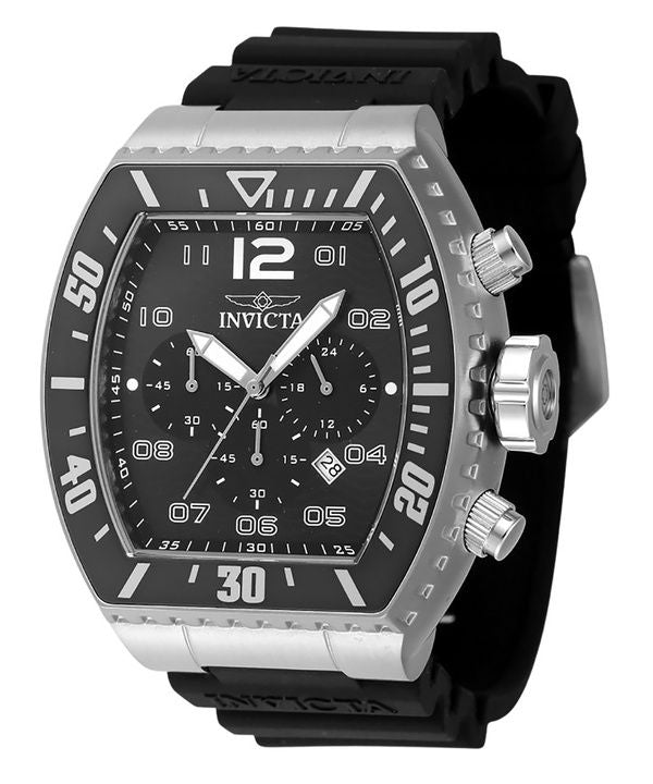 Invicta Pro Diver Chronograph Silikone Strap Black Dial Quartz 47282 100M herreur