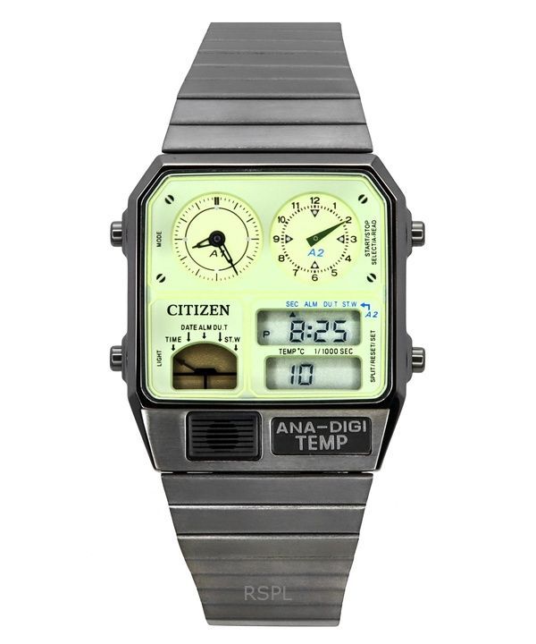 Citizen Analog Digital Dual Time rustfrit stål Grøn skive Quartz JG2147-85X herreur