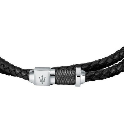 Maserati Jewels genbrugt læder og rustfrit stål armbånd JM223AVE18 til mænd