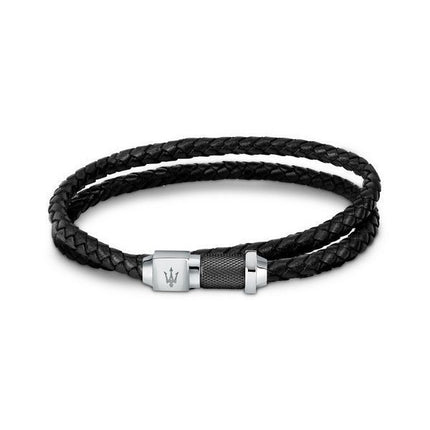 Maserati Jewels genbrugt læder og rustfrit stål armbånd JM223AVE18 til mænd