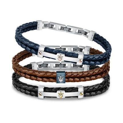 Maserati Jewels genbrugt læder og rustfrit stål armbånd JM422AVE10 til mænd