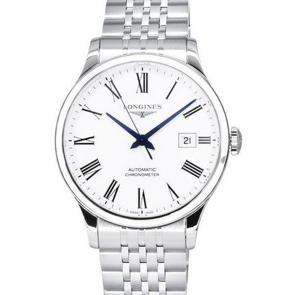 Longines Record Chronometer rustfrit stål hvid skive automatisk L2.821.4.11.6 herreur