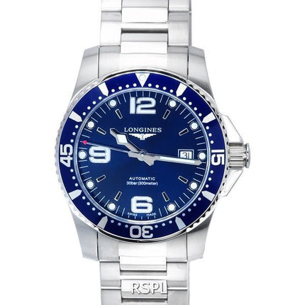 Longines HydroConquest Sunray Blue med Super-LumiNova skive automatisk dykker L3.742.4.96.6 300M herreur