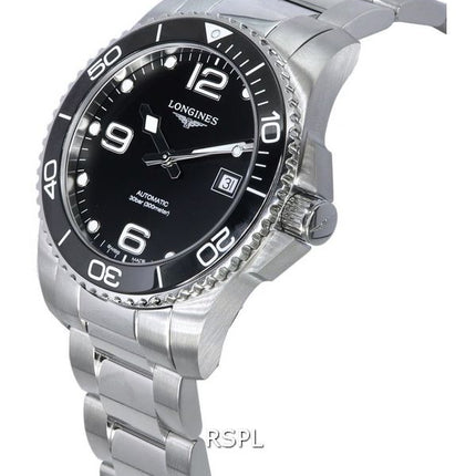 Longines HydroConquest Sunray Black med Super-LumiNov skive automatisk dykker L3.781.4.56.6 300M herreur