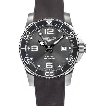 Longines Hydroconquest gummirem Sunray Grey Dial Automatic Diver&#39,s L3.781.4.76.9 300M herreur