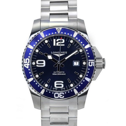 Longines Hydroconquest rustfrit stål Sunray Blue Dial Automatisk dykker L3.781.4.96.6 300M herreur