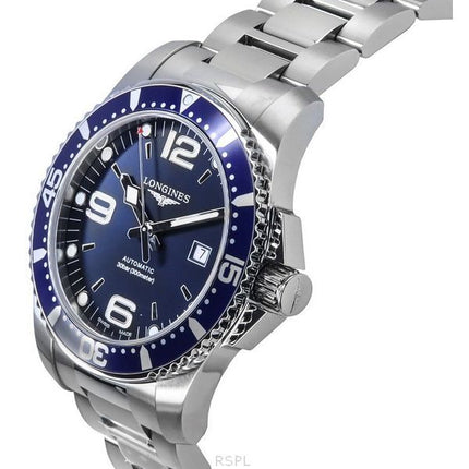 Longines Hydroconquest rustfrit stål Sunray Blue Dial Automatisk dykker L3.781.4.96.6 300M herreur