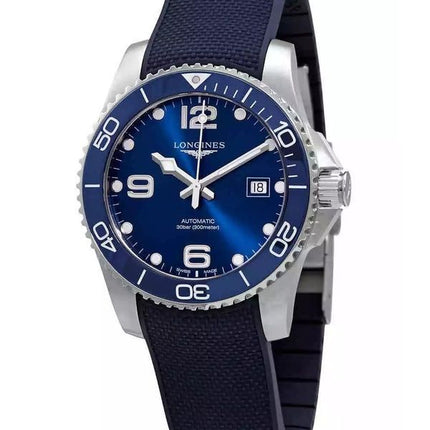 Longines Hydroconquest gummirem Sunray Blue Dial Automatic Diver&#39,s L3.781.4.96.9 300M herreur