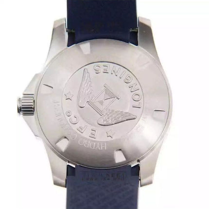 Longines Hydroconquest gummirem Sunray Blue Dial Automatic Diver&#39,s L3.781.4.96.9 300M herreur