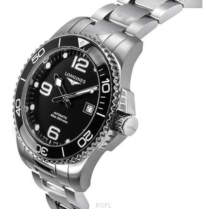 Longines Hydroconquest rustfrit stål Sunray Black Dial Automatic Diver&#39,s L3.782.4.56.6 300M herreur