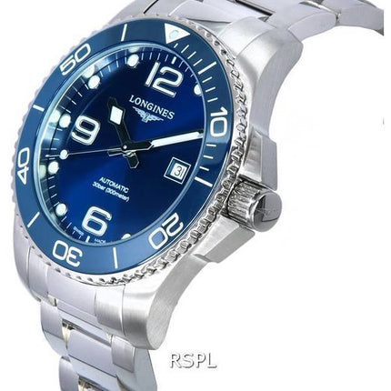 Longines HydroConquest Sunray Blue med Super-LumiNova skive automatisk dykker L3.782.4.96.6 300M herreur