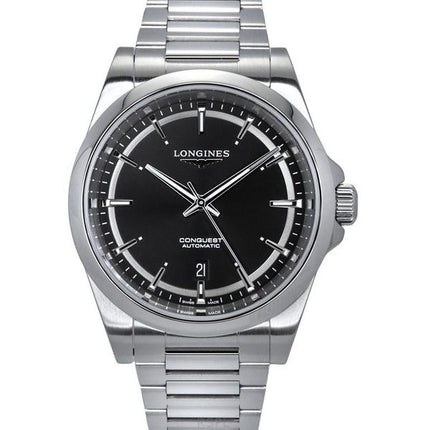 Longines Conquest rustfrit stål Sunray Black Dial Automatisk L3.830.4.52.6 100M herreur