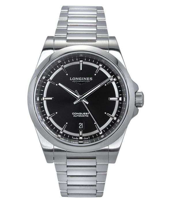 Longines Conquest rustfrit stål Sunray Black Dial Automatisk L3.830.4.52.6 100M herreur