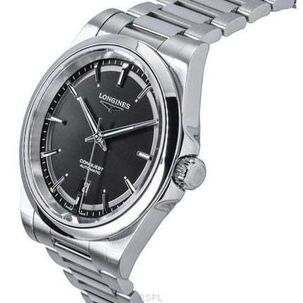 Longines Conquest rustfrit stål Sunray Black Dial Automatisk L3.830.4.52.6 100M herreur