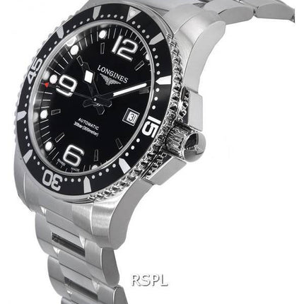 Longines HydroConquest Sunray Black med Super-LumiNova skive automatisk dykker L3.841.4.56.6 300M herreur