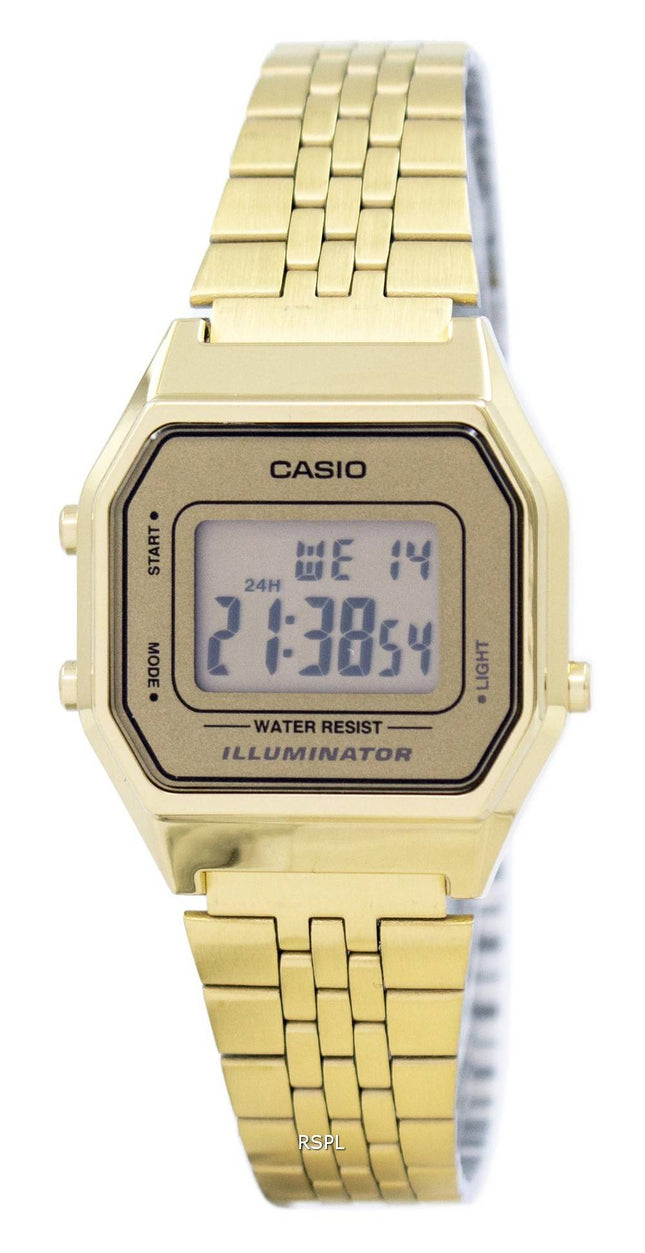 Casio Digital kvarts rustfrit stål Illuminator LA680WGA-9DF LA680WGA-9 kvinders ur