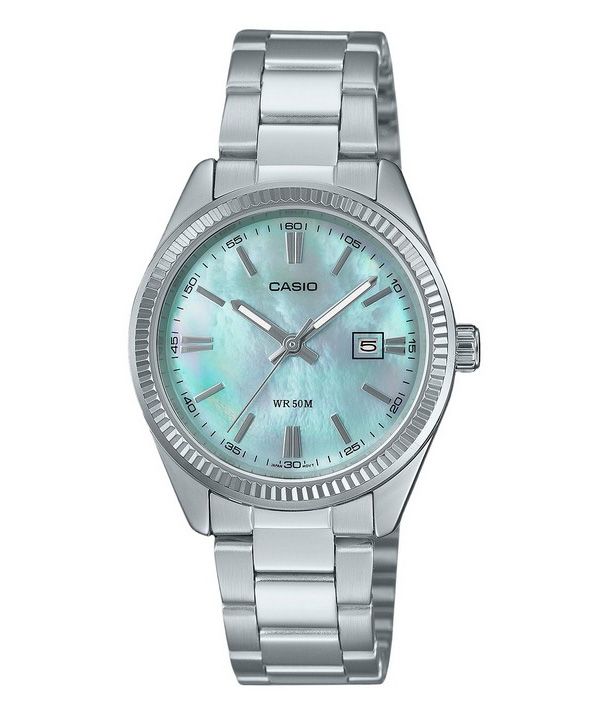 Casio Standard Analog rustfrit stål Perlemorskive Quartz LTP-1302DS-2AV dameur