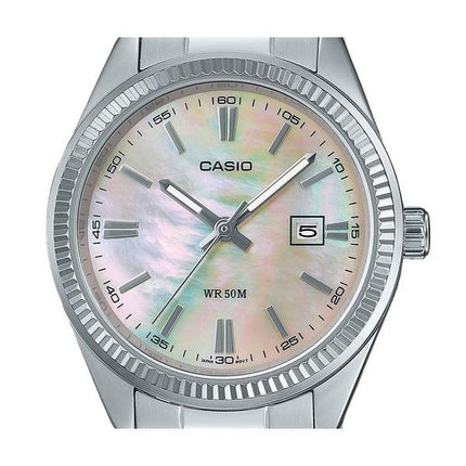 Casio standard analog rustfrit stål perlemorskive Quartz LTP-1302DS-4AV dameur