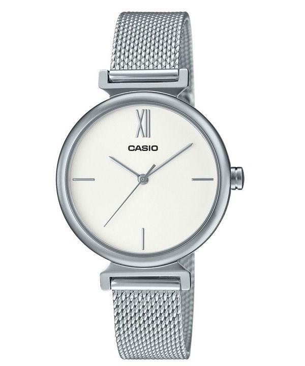 Casio Analog Rustfrit Stål Sølv Urskive Quartz LTP-2024VM-7C Dameur Med Armring Sæt