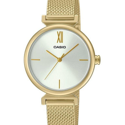 Casio Analog Gold Tone Rustfrit Stål Hvid Urskive Quartz LTP-2024VMG-7C Dameur Med Armring Sæt