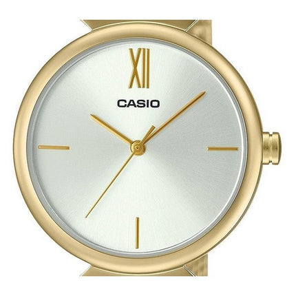 Casio Analog Gold Tone Rustfrit Stål Hvid Urskive Quartz LTP-2024VMG-7C Dameur Med Armring Sæt