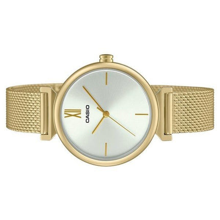 Casio Analog Gold Tone Rustfrit Stål Hvid Urskive Quartz LTP-2024VMG-7C Dameur Med Armring Sæt