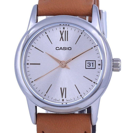 Casio SÃ¸lv urskive Rustfrit stÃ¥l Analog kvarts LTP-V002L-7B3 LTPV002L-7 Dameur