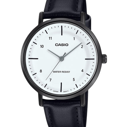 Casio standard analog læderrem hvid skive kvarts LTP-VT03BL-7B dameur