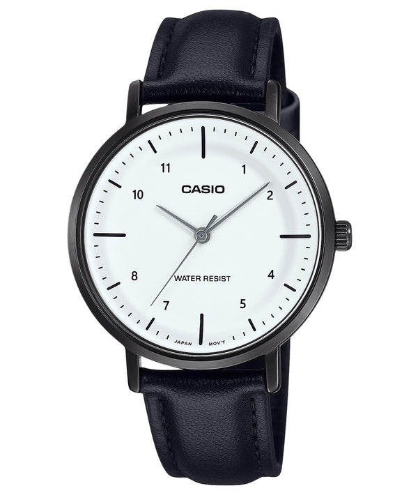 Casio standard analog læderrem hvid skive kvarts LTP-VT03BL-7B dameur