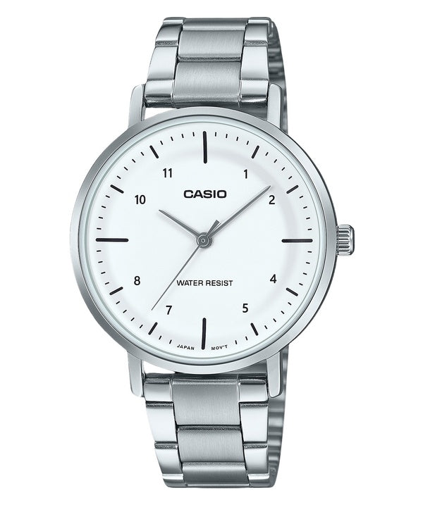 Casio standard analog rustfrit stål hvid skive kvarts LTP-VT03D-7B dameur