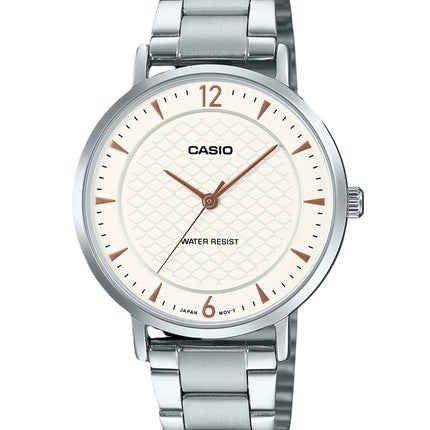 Casio standard analog rustfrit stål cremeskive kvarts LTP-VT04D-7A dameur