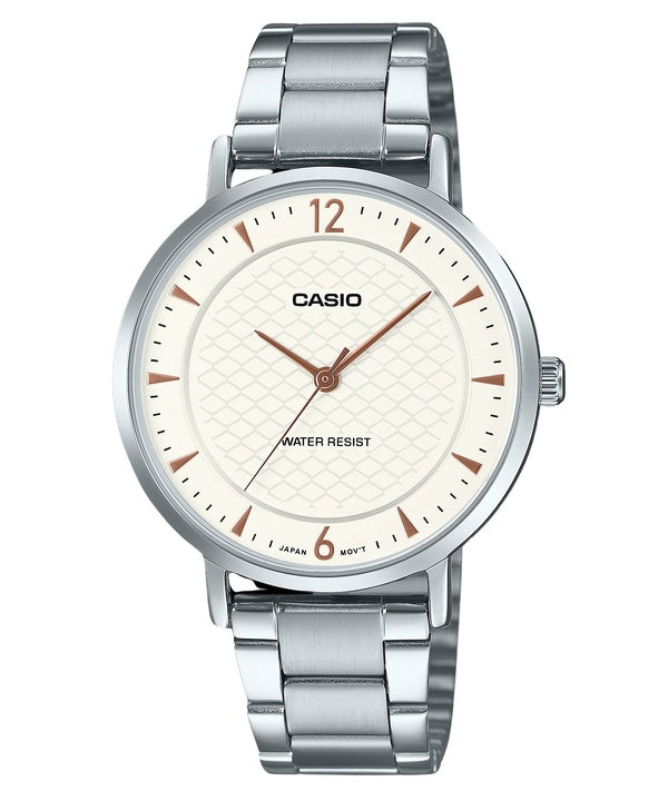 Casio standard analog rustfrit stål cremeskive kvarts LTP-VT04D-7A dameur