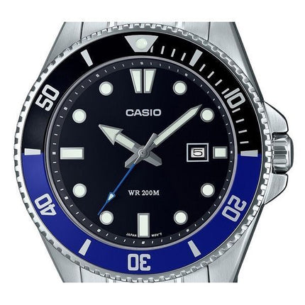 Casio Standard Analog Rustfrit Stål Sort Urskive Quartz MDV-107D-1A2 200M herreur