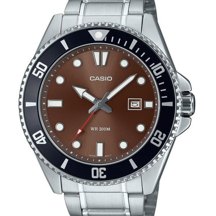 Casio Standard Analog Rustfrit Stål Brun Urskive Quartz MDV-107D-5AV 200M herreur