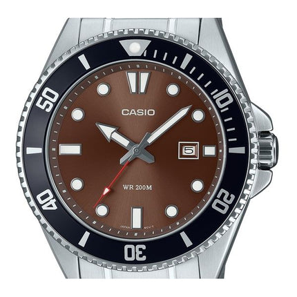 Casio Standard Analog Rustfrit Stål Brun Urskive Quartz MDV-107D-5AV 200M herreur