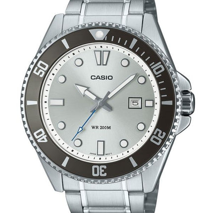 Casio Standard Analog rustfrit stål Sølvskive Quartz MDV-107D-7AV 200M herreur