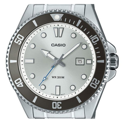 Casio Standard Analog rustfrit stål Sølvskive Quartz MDV-107D-7AV 200M herreur