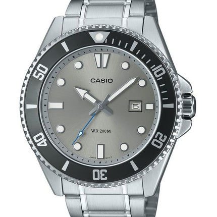 Casio Standard Analog Rustfrit Stål Grå Urskive Quartz MDV-107D-8AV 200M herreur