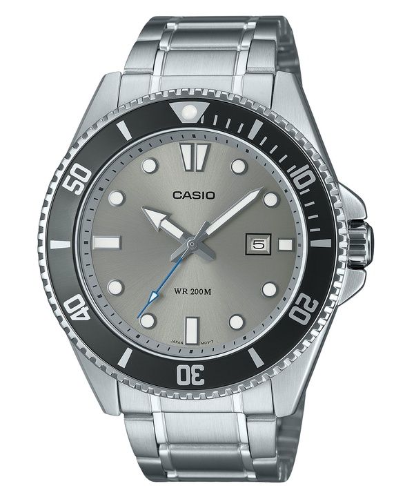 Casio Standard Analog Rustfrit Stål Grå Urskive Quartz MDV-107D-8AV 200M herreur