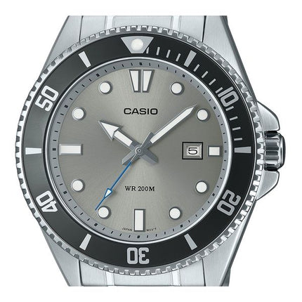 Casio Standard Analog Rustfrit Stål Grå Urskive Quartz MDV-107D-8AV 200M herreur