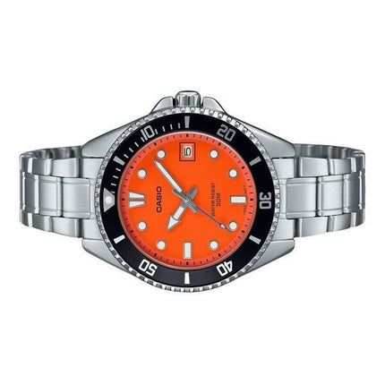 Casio Standard Analog rustfrit stål Orange Urskive Quartz MDV-10D-4A1V herreur